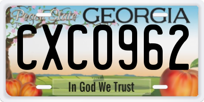 GA license plate CXC0962