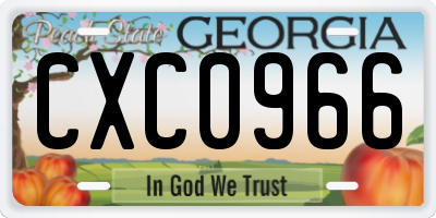 GA license plate CXC0966