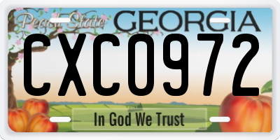 GA license plate CXC0972