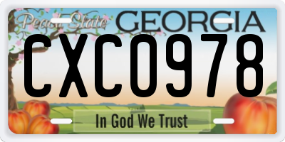 GA license plate CXC0978