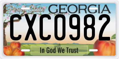 GA license plate CXC0982