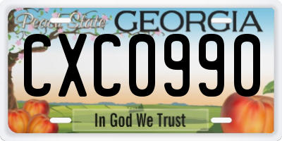 GA license plate CXC0990