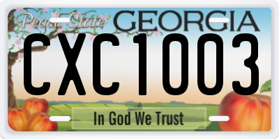 GA license plate CXC1003