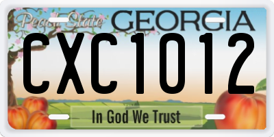 GA license plate CXC1012