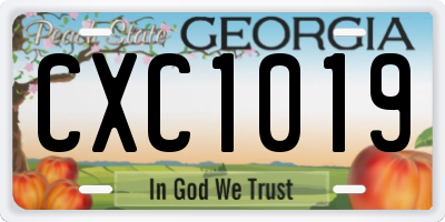GA license plate CXC1019