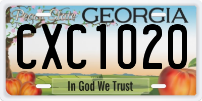 GA license plate CXC1020