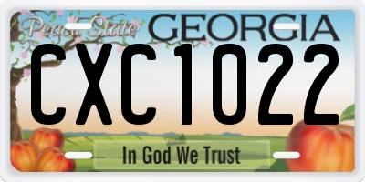 GA license plate CXC1022