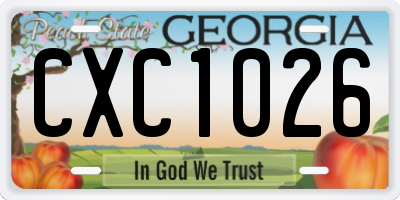 GA license plate CXC1026