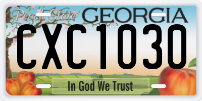GA license plate CXC1030