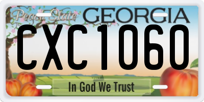 GA license plate CXC1060