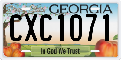 GA license plate CXC1071