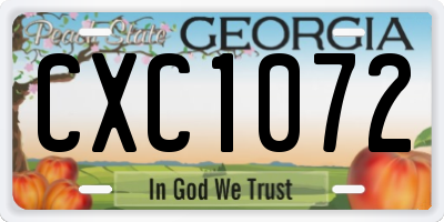 GA license plate CXC1072