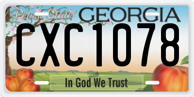 GA license plate CXC1078