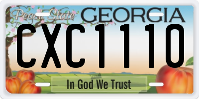 GA license plate CXC1110