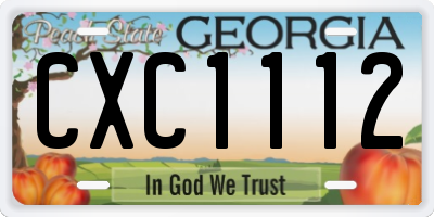 GA license plate CXC1112