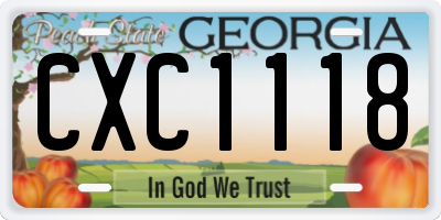 GA license plate CXC1118