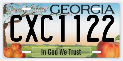GA license plate CXC1122