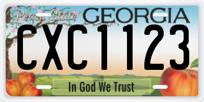 GA license plate CXC1123