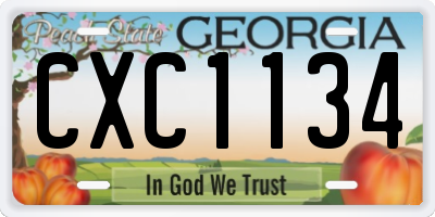 GA license plate CXC1134
