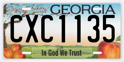 GA license plate CXC1135