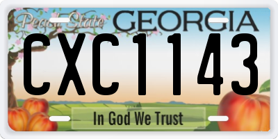 GA license plate CXC1143