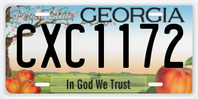 GA license plate CXC1172