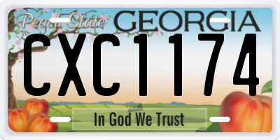 GA license plate CXC1174