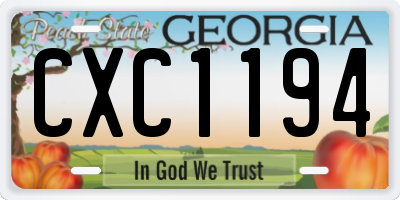 GA license plate CXC1194