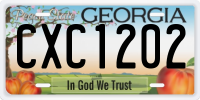 GA license plate CXC1202