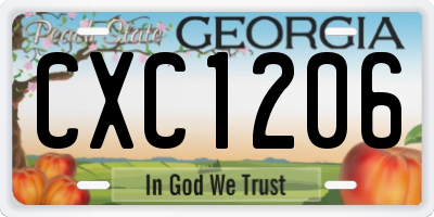 GA license plate CXC1206