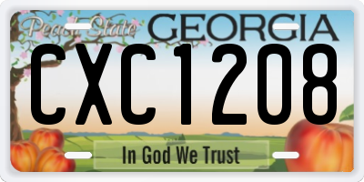 GA license plate CXC1208