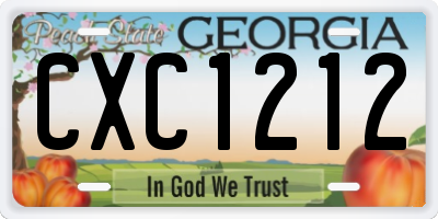 GA license plate CXC1212