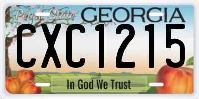 GA license plate CXC1215