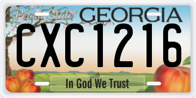 GA license plate CXC1216