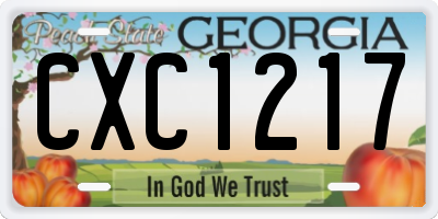GA license plate CXC1217