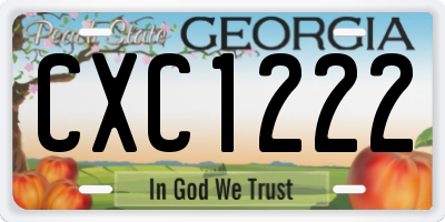 GA license plate CXC1222