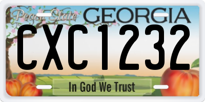 GA license plate CXC1232