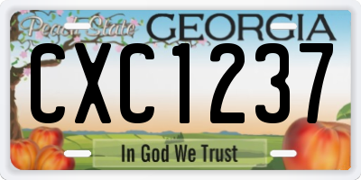 GA license plate CXC1237