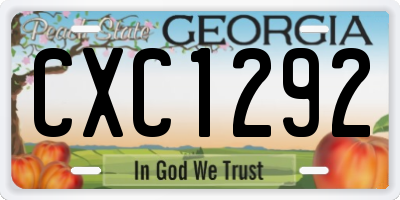 GA license plate CXC1292