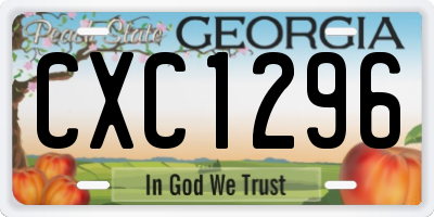 GA license plate CXC1296