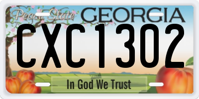 GA license plate CXC1302
