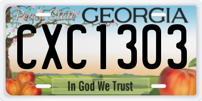 GA license plate CXC1303