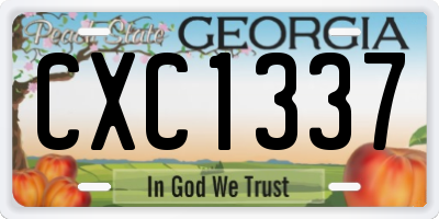 GA license plate CXC1337