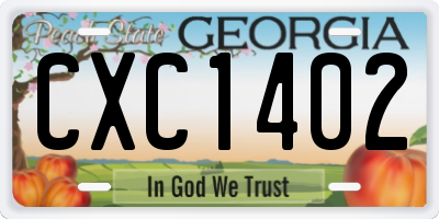 GA license plate CXC1402