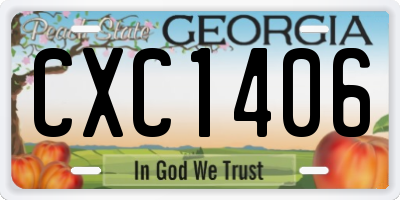GA license plate CXC1406