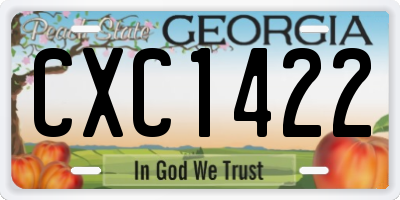 GA license plate CXC1422