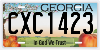 GA license plate CXC1423
