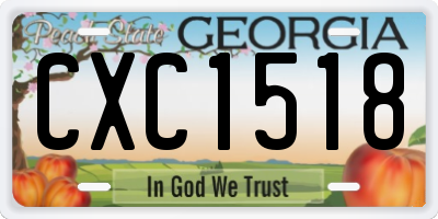 GA license plate CXC1518