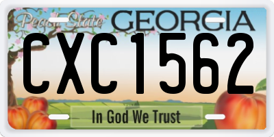 GA license plate CXC1562