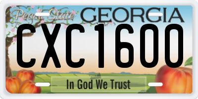 GA license plate CXC1600